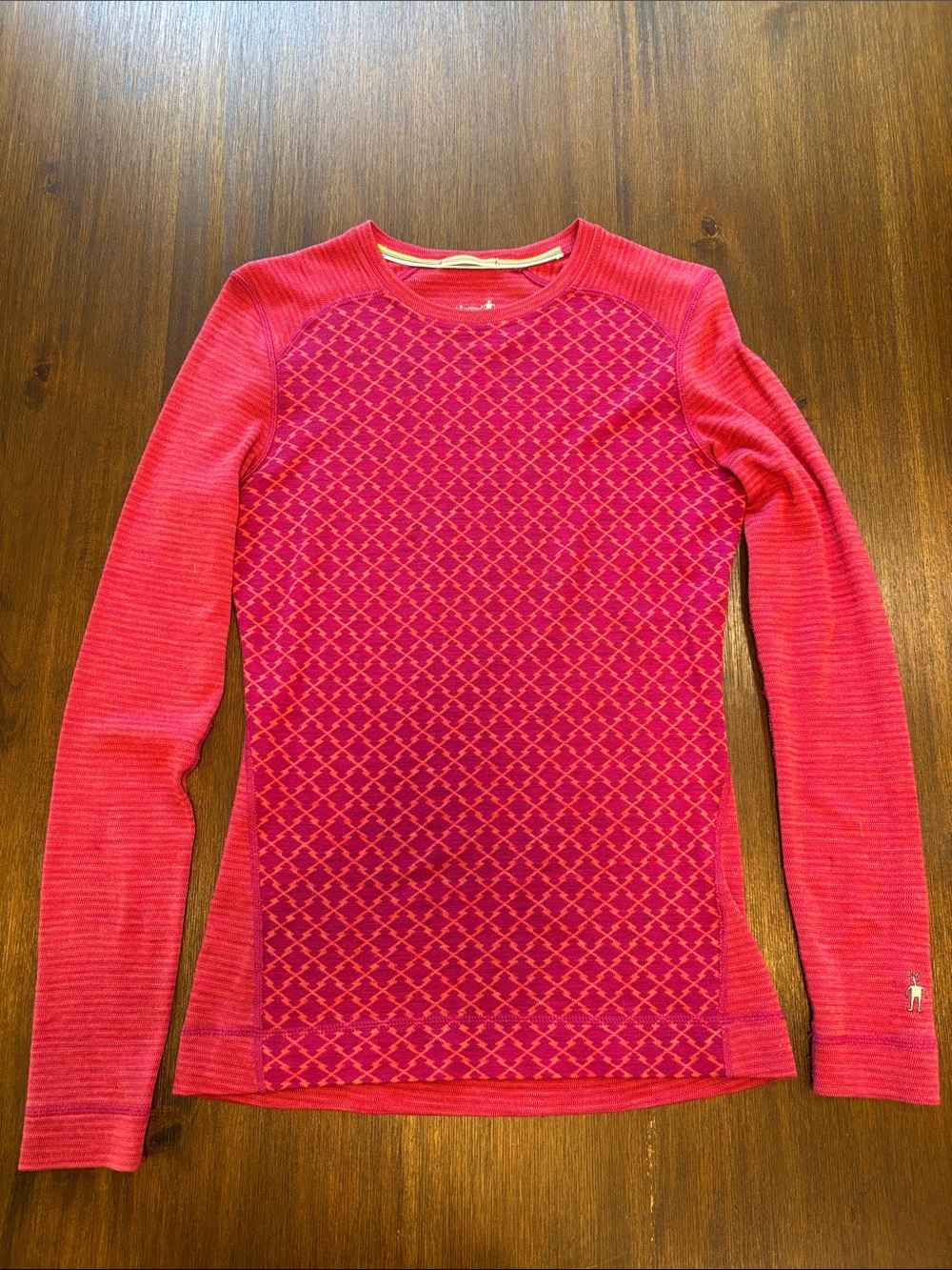Smartwool Women's Long-Sleeve Pink Patterned Base Layer Top